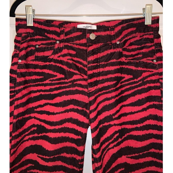 Isabel Marant Étoile Apolo tiger-print corduroy kick-flare pants –– NWT - Picture 8 of 17